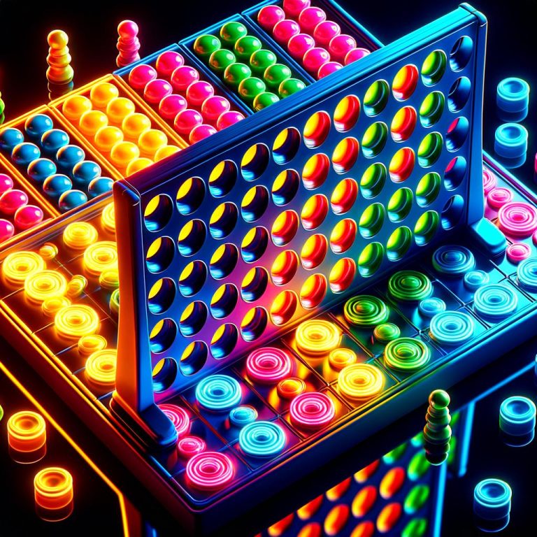 Strategic fun with Connect 4 Neon Pop. Play and strategize on the board game now