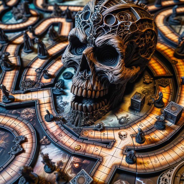 Strategize skull-themed board game; plan, conquer, win